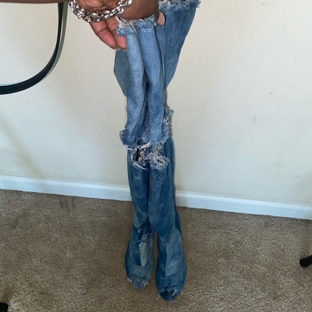 Blue Jean knee high boots